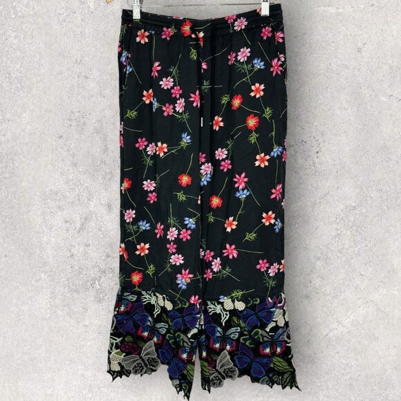 French Connection Wide Leg Crochet Floral Boho Pants Lyocell Lace Mix Trousers 2 - Picture 4 of 15